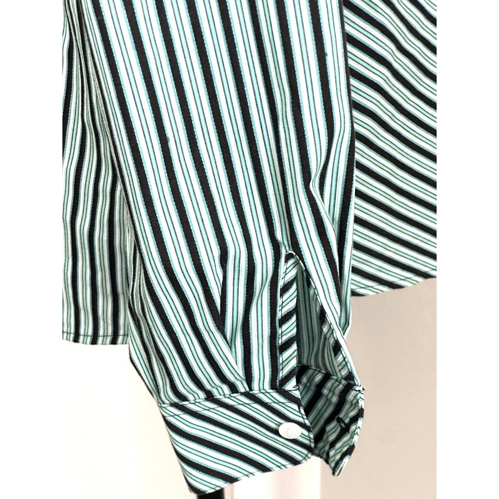 Foxcroft Women's Button Down Striped Longsleeve Blouse Green Black Size‎ (10P) - Picture 15 of 16